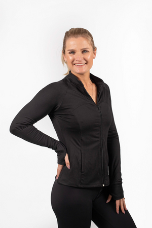 BLACK ZIP UP TOP