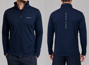 MENS NAVY STRETCH FLEECE ZIP UP JACKET
