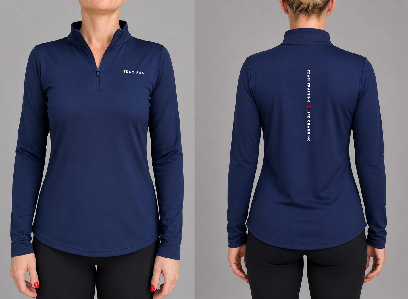 LADIES NAVY STRETCH FLEECE PULL OVER JACKET