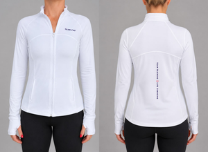 LADIES WHITE PREMIUM STRETCH  ZIP UP TOP