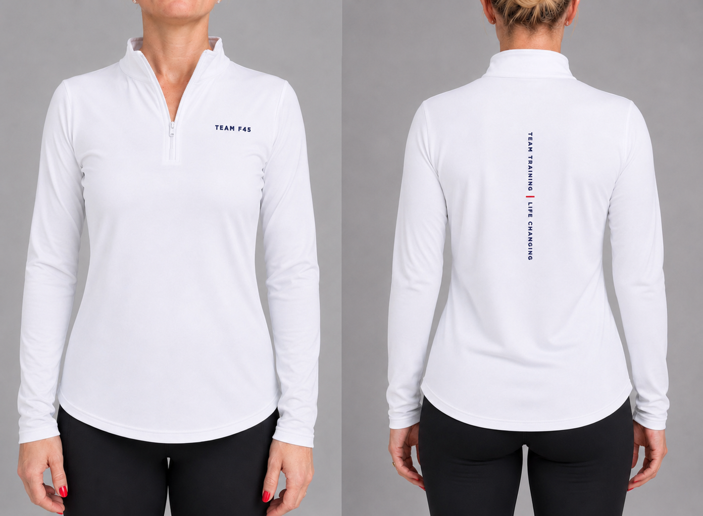 LADIES WHITE PREMIUM STRETCH PULL OVER