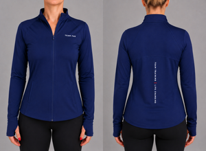 LADIES NAVY STRETCH FLEECE  STRETCH ZIP UP JACKET