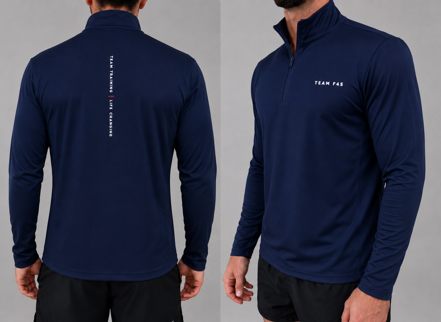 MENS NAVY STRETCH FLEECE PULL OVER JACKET