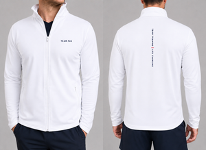MENS WHITE PREMIUM STRETCH ZIP UP TOP