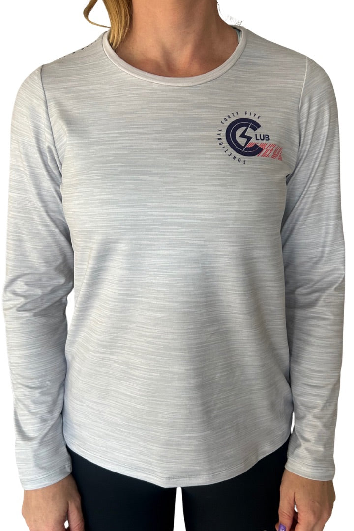 BOLT CLUB LADIES LONG SLEEVE TEE- GREY